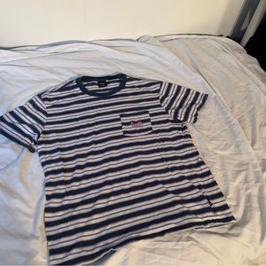 HUF striped pocket tee, blue, purple, white